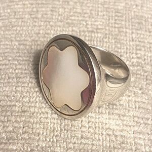 MONTBLANC silver mother-of-pearl ring.